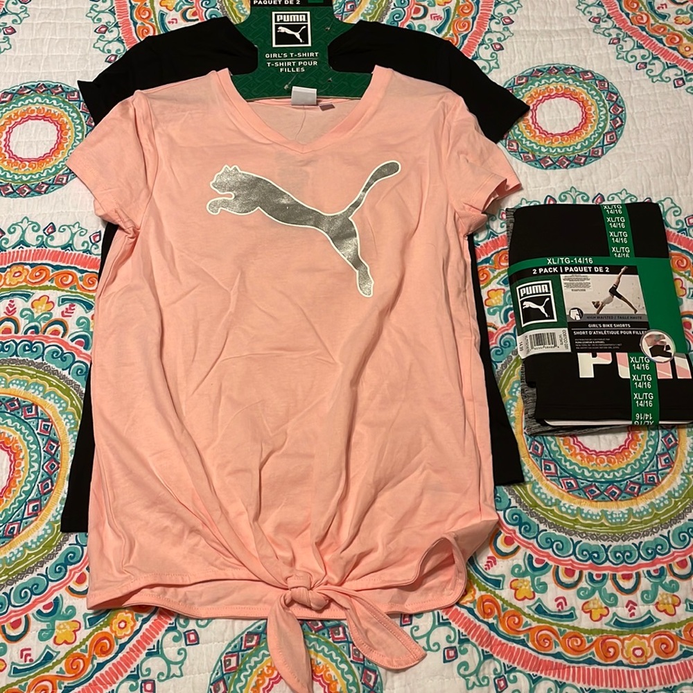 Girls puma t-shirts and Bike shorts